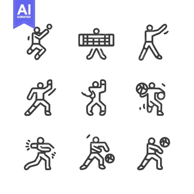 Aset desain premium: Sports Icons - Diverse Athletic Activities in Action.