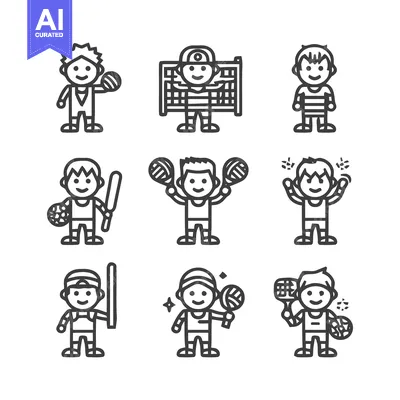 Aset premium populer: Diverse Sports Icons Depicting Various Athletic Activities.