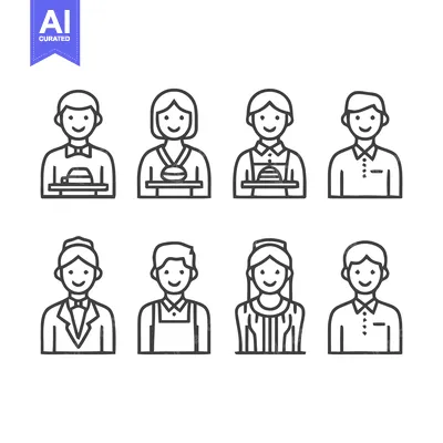 Aset premium populer: Diverse Service Staff - A Collection of Professional Icons.