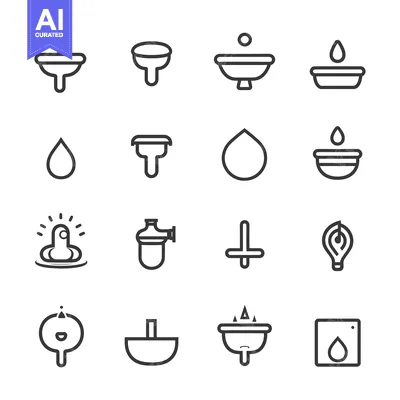 Aset premium populer: Collection of Water Droplet and Sink Icons