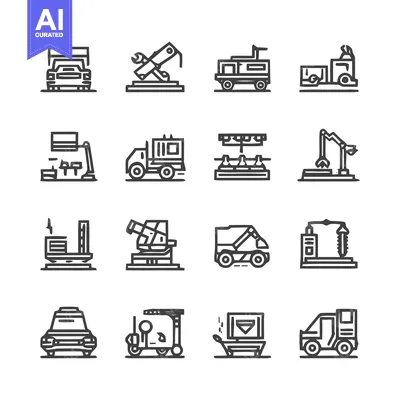 Premium design asset: Industrial Machinery and Equipment Icons Set.