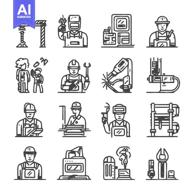 Aset desain premium: Welding and Industrial Icons - A Comprehensive Collection.
