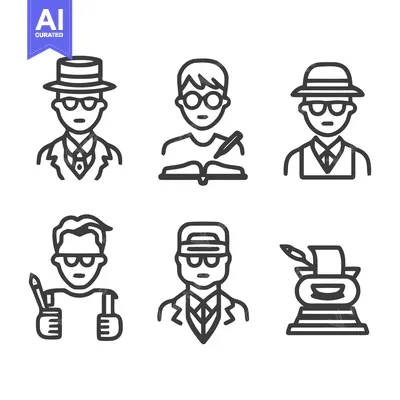 Aset premium populer: Illustrative Icons Depicting Writers, Authors, and Creative Profession