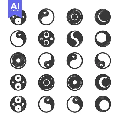 Aset desain premium: Collection of Yin-Yang and Other Circular Symbols