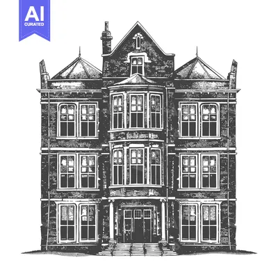 Premium design asset: Grand Victorian Style Brick House Exterior Facade