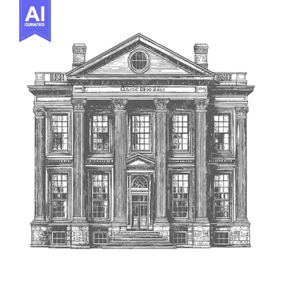 Aset desain premium: Elegant Classical Building Architectural Drawing