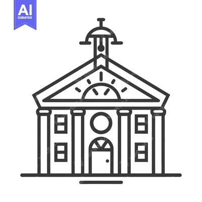 Aset desain premium: A black and white architectural illustration of a building design