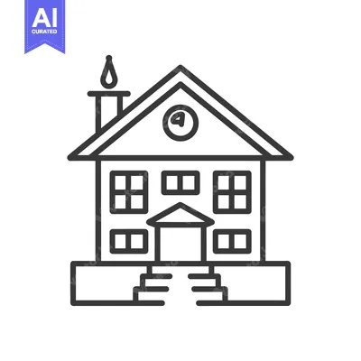 Premium design asset: An illustrated line drawing depicting a two story house