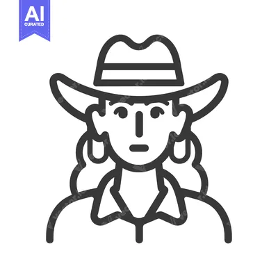 Premium design asset: A simplified outline of a person wearing a cowboy hat