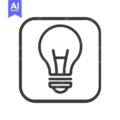 Aset premium populer: Minimalist Lightbulb Icon in Rounded Square Frame, Idea Symbol