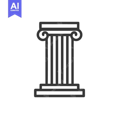 Aset desain premium: Ionic Column Icon: Classic Architecture, Minimalist Design, Black Outl