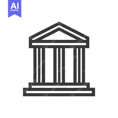 Premium design asset: Minimalist Parthenon Icon: Simple Greek Temple Outline on White