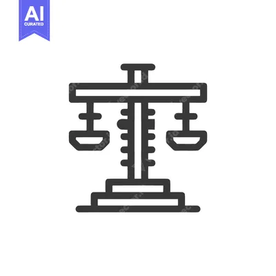 Aset desain premium: Minimalist Scales of Justice Icon: Balance, Law, and Legal Symbolism