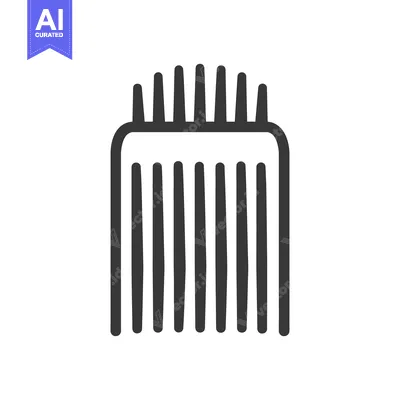 Aset premium populer: A black and white illustration depicts a hair comb