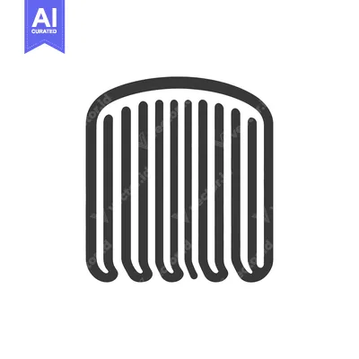 Aset premium populer: A black and white graphic illustration of a hair comb