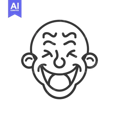 Aset desain premium: A Simple Black Outline Illustration of a Smiling Human Face