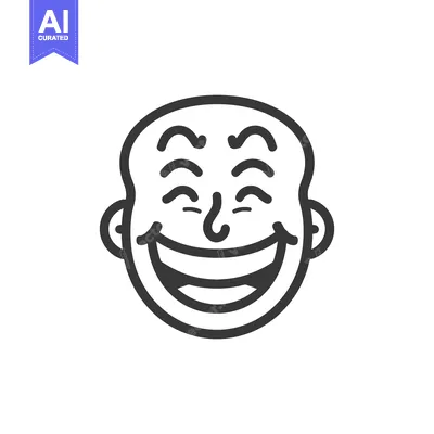 Aset premium populer: A happy cartoon smiling face with exaggerated features looks cheerful