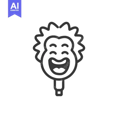 Aset premium populer: A stylized cartoon laughing face depicted with thick black lines