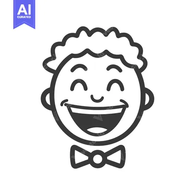 Aset premium populer: A smiling cartoon face wearing a bow tie shows happiness