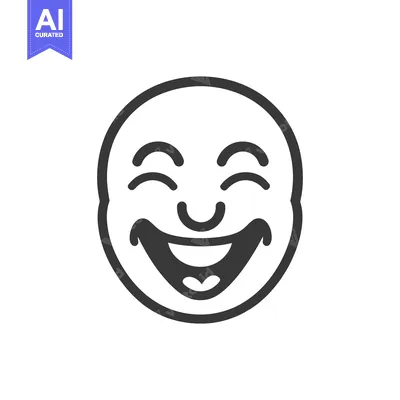 Premium design asset: A cheerful smiling face is represented with simple black lines