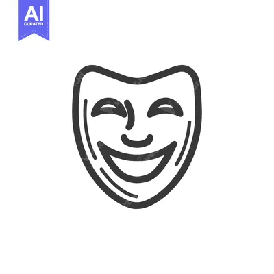 Popular premium asset: Smiling Comedy Mask Icon, Theatrical Symbol, Isolated on White Backgro