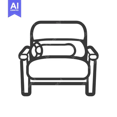 Popular premium asset: A simple black and white image of a cushioned armchair