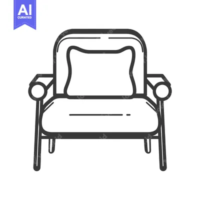 Aset desain premium: A simple black and white illustration of a modern armchair