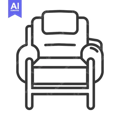 Aset desain premium: A simple line drawing representing a comfortable upholstered armchair