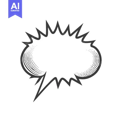 Premium design asset: Retro Comic Book Explosion Speech Bubble with Halftone Shading