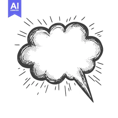Aset premium populer: Hand-Drawn Comic Speech Bubble with Halftone Texture and Burst Lines