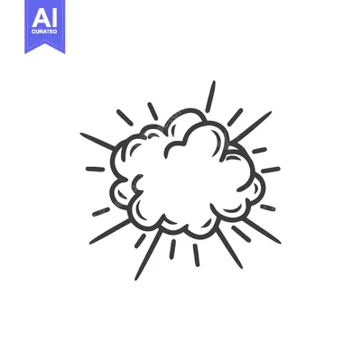 Popular premium asset: Comic Explosion Cloud: Bold Outline, Dynamic Burst, Isolated on White
