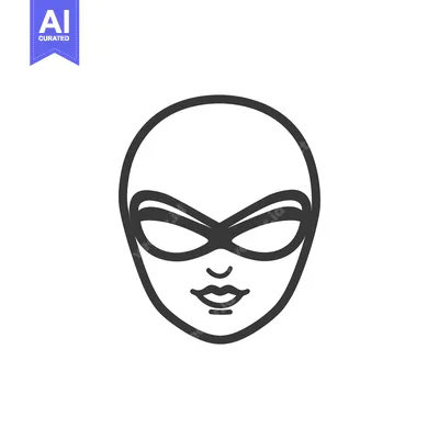 Aset premium populer: A simple outlined drawing of a masked human face