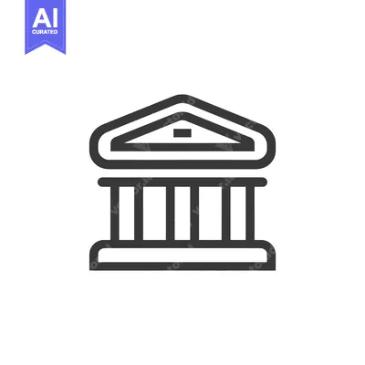 Aset premium populer: Minimalist Icon of Classical Greek Temple with Columns and Pediment