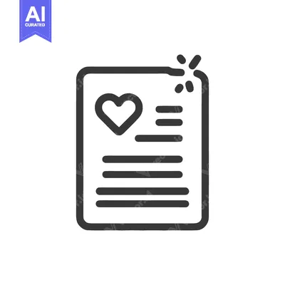 Aset premium populer: Heartfelt Document Icon: Minimalist Design with Love and Information