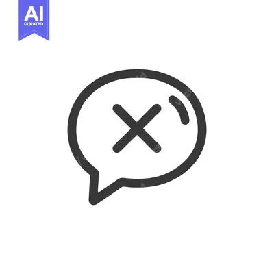 Premium design asset: Speech Bubble with Cross Mark: Simple Black Line Icon on White Backgro