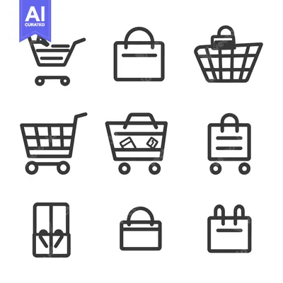 Popular premium asset: Nine different illustrations depicting shopping carts shopping bags an