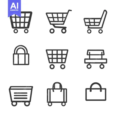 Aset premium populer: Several simple shopping carts and other related icons illustrated in b