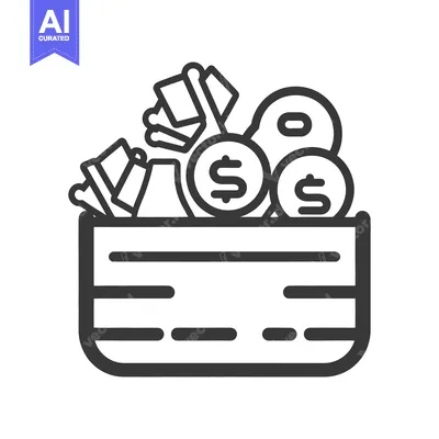 Premium design asset: A wallet overflowing with coins and small abstract objects