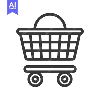 Aset premium populer: A simple illustration of a shopping basket on wheels