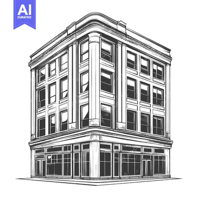 Premium design asset: Corner Building Architectural Sketch Design Illustration