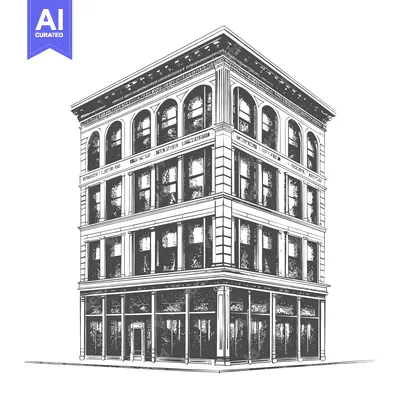 Popular premium asset: A Detailed Drawing Of A Classic Corner Building