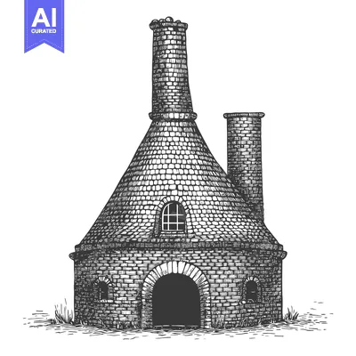 Aset premium populer: A Stone Building With Two Chimneys And An Archway