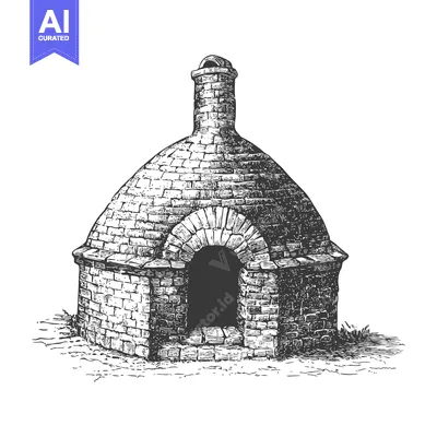Premium design asset: A Stone Brick Oven Structure With Chimney