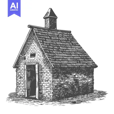 Aset desain premium: A Brick Bakehouse With A Steep Gable Roof
