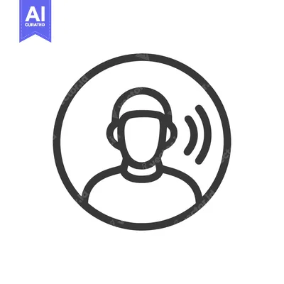 Aset premium populer: Person with Headphones Icon in Circle, Sound Waves, Minimalist Design