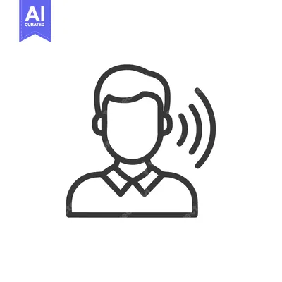 Premium design asset: Listening Man Outline Icon with Sound Waves Emanating from Ear