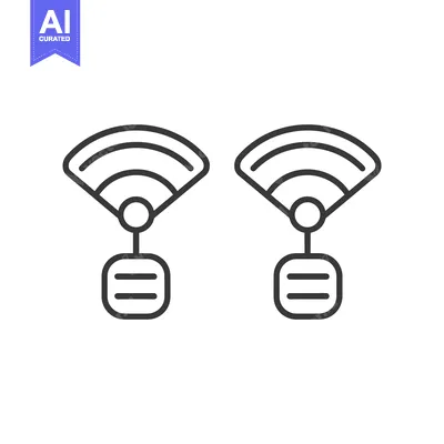 Premium design asset: Two stylized wireless network icons with connectivity signal lines
