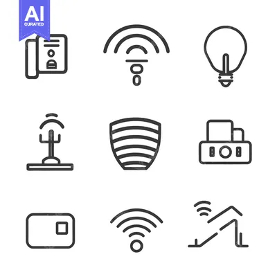 Aset premium populer: Various vector icons representing connectivity and household appliance
