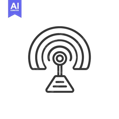 Aset premium populer: A simple graphic illustration of a wifi signal transmission