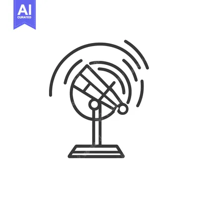 Download A black and white illustration of a radar antenna with signals Vector Graphic